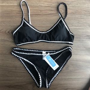 Black and white embroidered bikini. New with tags.